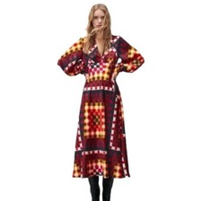 Zara Retro Polka Dot Satin Long Sleeve Midi Dress S NWT Blogger Fav