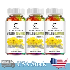 Organic Mullein Leaf Gummies,3 x 60PCS 2000mg, Herbal Natural Dietary Supplement