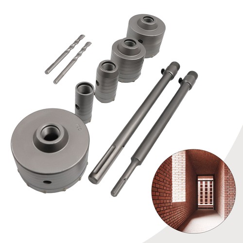 9pcs Concrete Hole Saw Kit Cement Drill Bit 30-100mm SDS Plus or SDS Max Shank - Picture 4 of 15