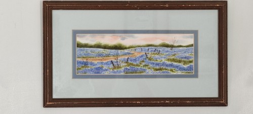 Original Artwork Watercolor Painting Bluebonnets Framed Signed Cecy Turner Curl - Picture 5 of 23