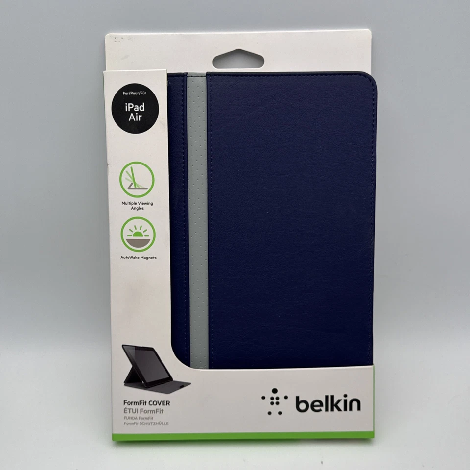 NEW Belkin iPd Air (1st Gen) Form Fit Folding Dark Blue Folio Cover Case - Image 3 of 4
