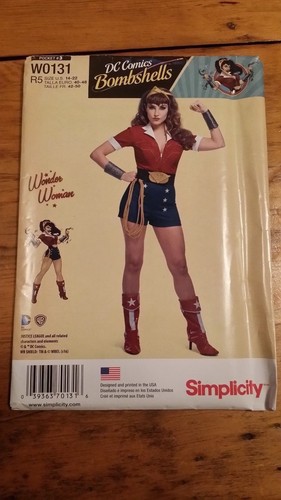 SIMPLICITY WONDER WOMAN COSTUME PATTERN W0131 SIZE 14-22 UNCUT FREE SHIPPING  