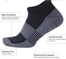 New TruFit Men's 3 Pack Arch Support Copper Compression No-Show Socks Sizes 6-12