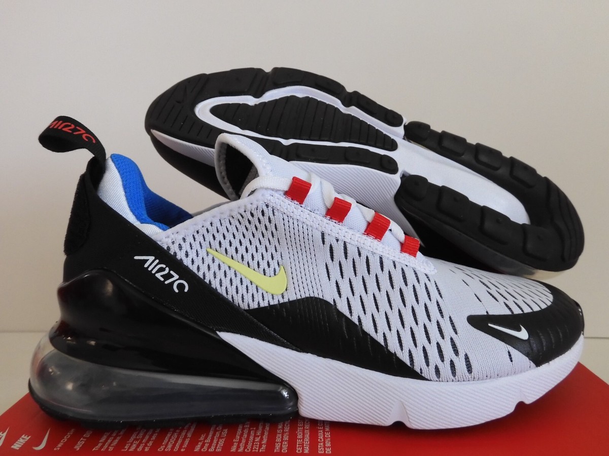 NIKE MAX 270 GS WHITE-LIGHT LEMON TWIST-BLACK SZ 5Y-WOMENS