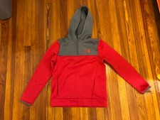 Under Armour Loose Cold Gear Boys Pullover Hooded Grey / Red Size YLG