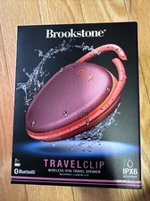 Brookstone Bluetooth Travel Clip Wireless IPX6 Speaker RED - Waterproof