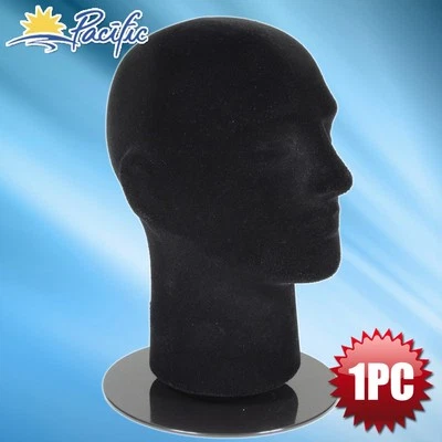 A1 PACIFIC Male foam black MANNEQUIN head holder stand display wig hat glasses 11"