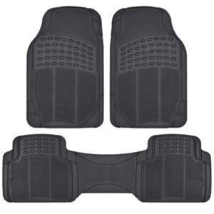 Heavy Duty All Weather 3 PC Black Premium Rubber Floor Mats Fits Car Truck SUV