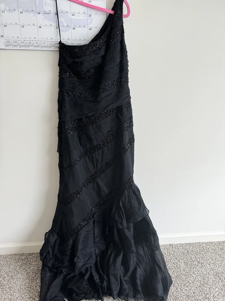 Theia Women’s Mermaid Black Beaded Gown Size 12 - Image 2 of 4