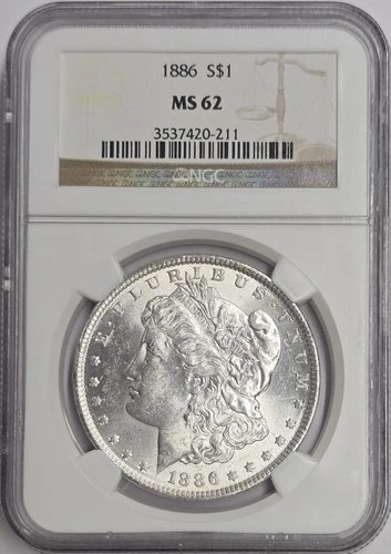 1886 P Morgan Silver Dollar NGC MS62
