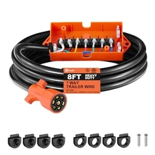 7 Way Trailer Plug Cord Wiring Harness with Junction Box,Heavy Duty 8 FT