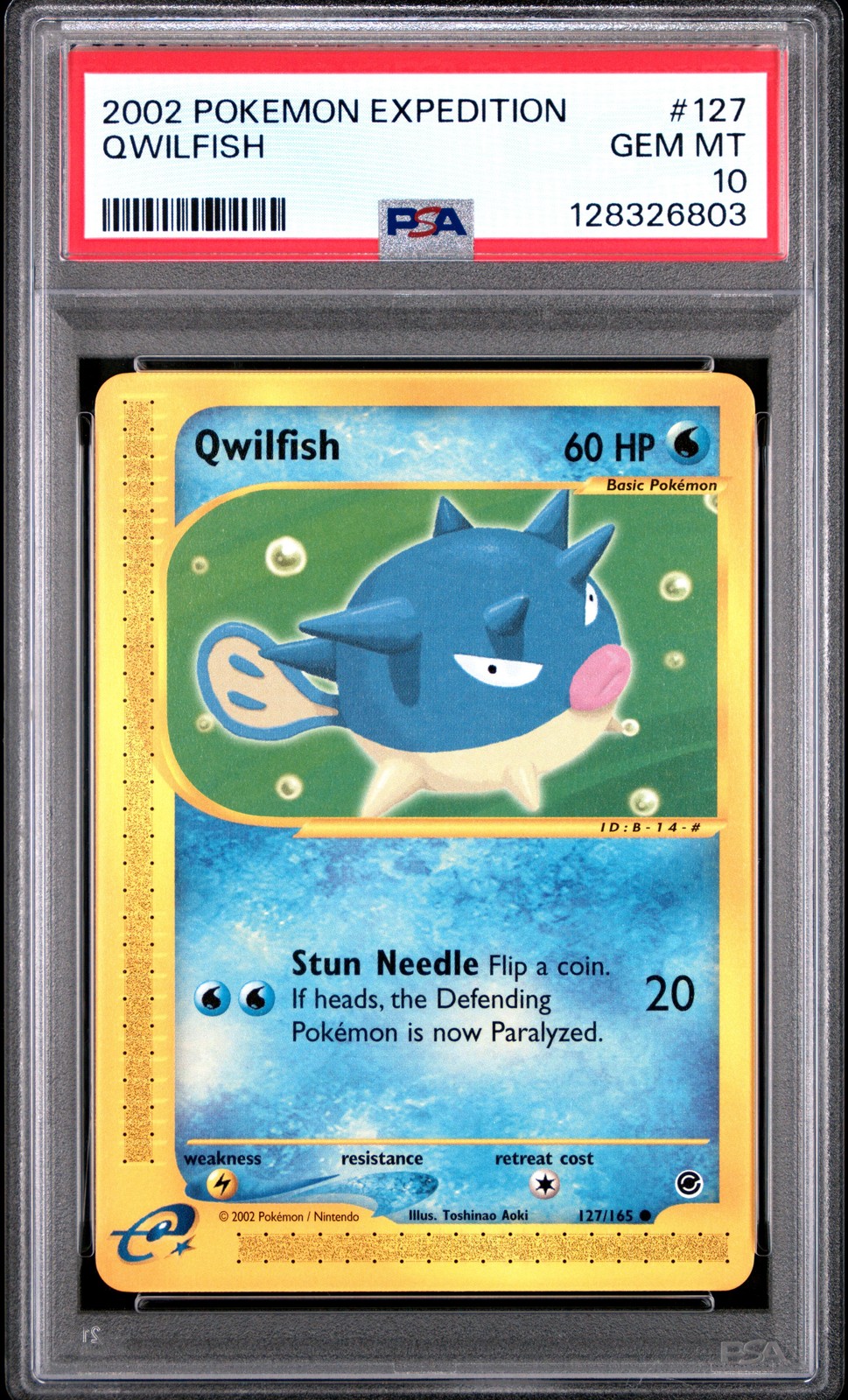 2002 POKEMON EXPEDITION #127 QWILFISH PSA 10