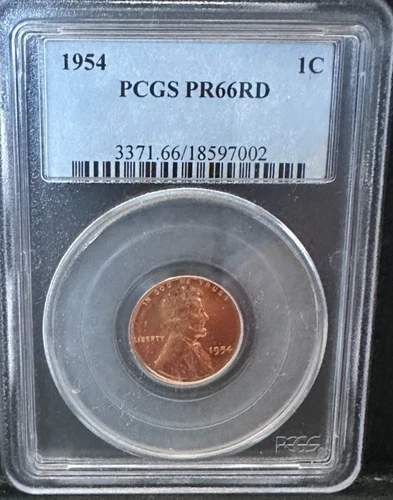 1954 PROOF LINCOLN WHEAT CENT PCGS PR66RD