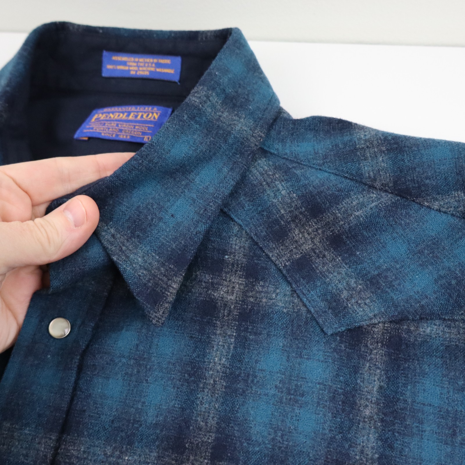 Vintage Pendleton Western Shadow Plaid Pearl Snap… - image 4