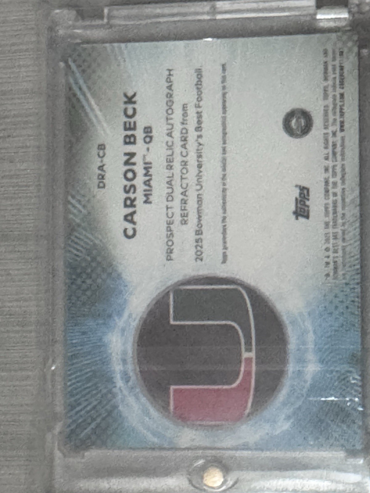 2025 Bowman Best University Carson Beck Dual Multi Color Patch Auto Orange /25 view 2