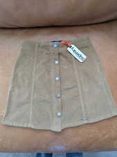 Superdry corduroy Brown Skirt With Button Closure Size S Brand New With Tags 