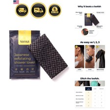 Exfoliating Washcloth Face Body Scrub Towel - Japanese Exfoliating Towel wi...