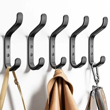 Coat Hook for Hanging - Wall Hook 5 Pack for Backpack, Bag, Keys and Towel, D...