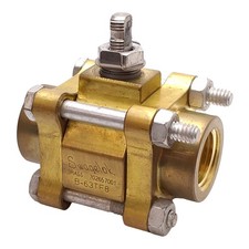 Swagelok B-63TF8 Brass 60 Series 3-Piece Ball Valve, 2-Way, 1500PSI, 1/2in NPT