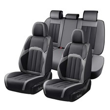 Car Seat Cover, Cover for Cars Full Seat, Premium Leather, FullSet BlackGray