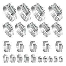 24Pcs Stainless Steel Hose Clamps Assortment Kit 1/4-2 Adjustable Set