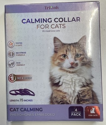 NIB TriOak Calming Collar For Cats, Pheromones Embedded, 4 in Pack, 15 inches