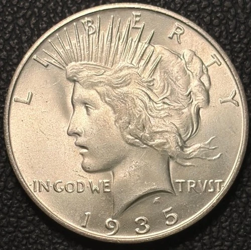 Genuine 1935-S Silver Peace $1 - Better Date - Reverse Scratch - Uncirculated