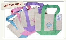 Trader Joe's Mini Pastel Canvas Tote Bag, Foldable NWT set of 4