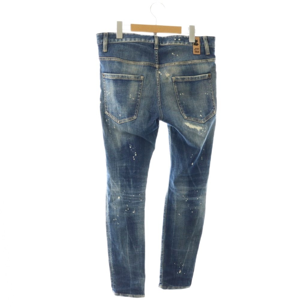 DSQUARED2 165/68A Indigo Blue Button Fly Paint Processing Distressed Processing image 2