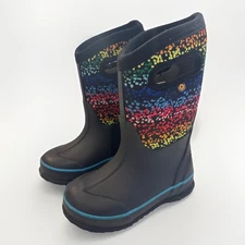 Bogs Kids Classic Rainbow Dots Waterproof boots Black Size 10 Rain/snow -30