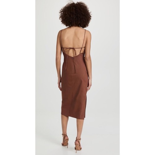 NWT ASTR Armona Square Neck Ruched Midi Dress in Brown XS - Picture 4 of 11