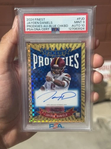 2024 Topps Finest Jayden Daniels Prodigies Blue Checkerboard /99 PSA 9 AUTO 10