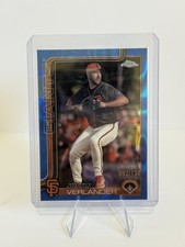Justin Verlander 2025 Topps Chrome /150 Blue Refractor SF Giants SP