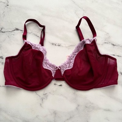 Victoria's Secret Bra Tease Campari Sheer Mesh & Lace Unlined Underwire Demi Nwt