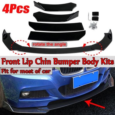 4PCS Front Spoiler Lippe Stoßstange Splitter Universal  Schwarz Dachspoiler*
