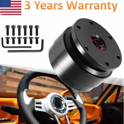 Black Steering Wheel Quick Release Hub Adapter Snap Boss Kit Universal Aluminum