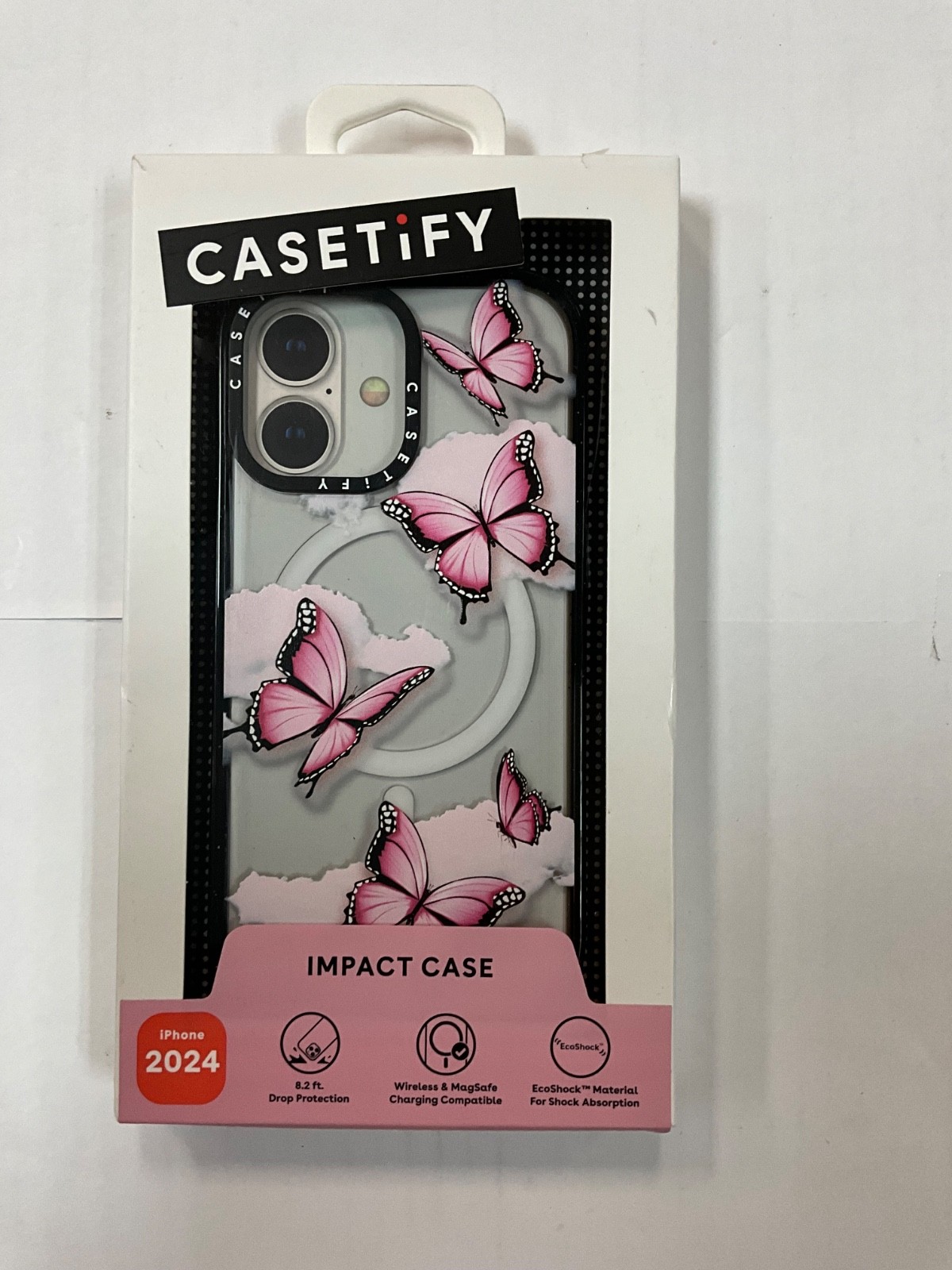 CASETiFY MagSafe Impact Case for iPhone 16 in Pink Butterfly Design-image