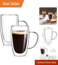 Elegant 15 Oz Double Walled Borosilicate Glass Mugs - Perfect for Hot Beverages