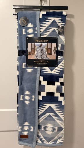 Pendleton Oversized Throw Blanket For Two 60" X 80" Reversible Abiquiu Sky Blue
