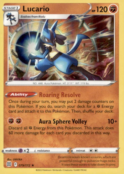 LUCARIO 079/172 HOLO RARE BRILLIANT STARS POKEMON NEAR MINT