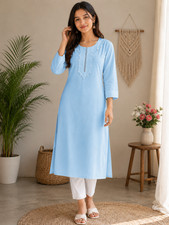 Women's Kurti Traditional Cotton Straight Kurta Ethnic