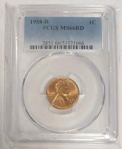 1958 D PCGS MS66RD LINCOLN CENT MS 66 RED