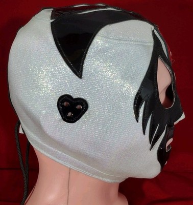 Mil Máscaras Profesional Mask in Silver Lame Japanes and Black genuine goat skin