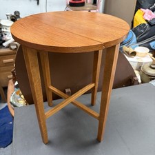 Vintage Danish Mid Century Poul Hundevad Folding Teak Round Side Table