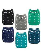 ALVABABY Baby Cloth Diaper 6 Pack with 12 One Size, Classic Solid Color