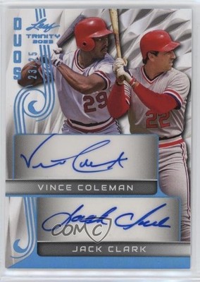 2023 Leaf Trinity Dual Platinum /25 Vince Coleman Jack Clark #DA-25 Auto uk2