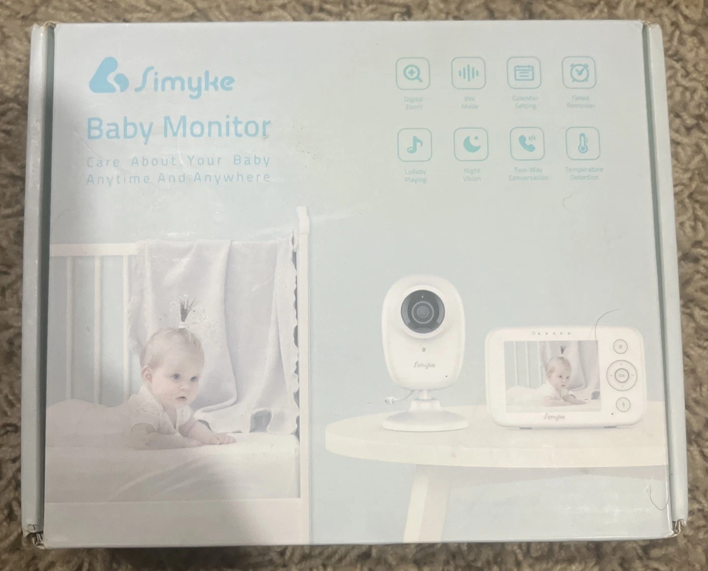 Simyke Video Baby Monitor Baby Camera 2.8" Display - Tested! Works Perfect!
