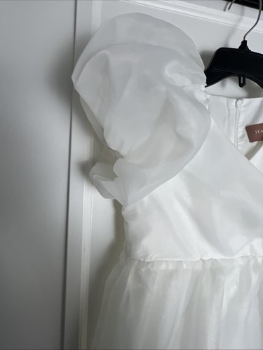 Jessakae weißes Kleid Mädchen 8-9y Puffärmel Brautjungfer Blumenmädchen Kommunion - Bild 11 von 13