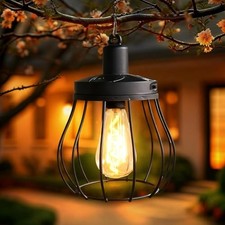 Solar Lantern Outdoor Hanging Lights Upgraded Edison Bulb Design Waterproof