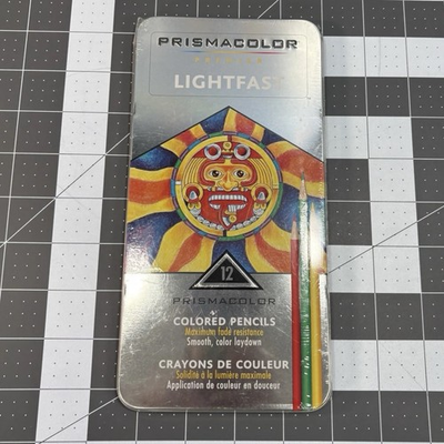 #ad Prismacolor Premier Lightfast 12 Brilliant Color Pencil Tin Set Sanford 2004 NEW $24.00